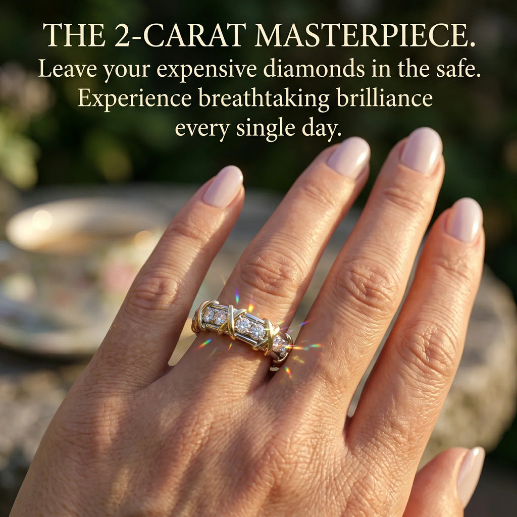 🔥 LAST DAY 90% OFF: The Artisan "XO" Two-Tone Band: Lab-Grown Brilliance That Passes the Diamond Test💎