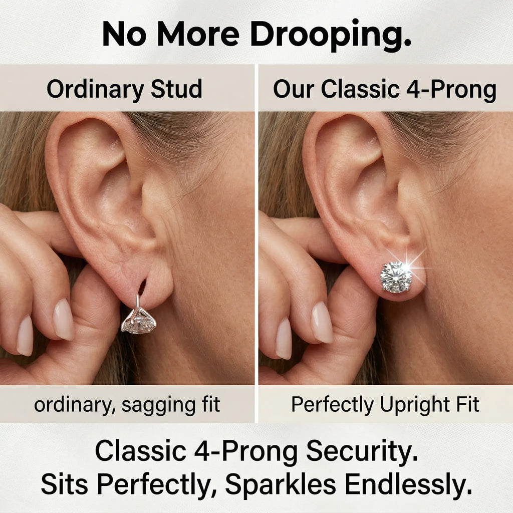 4.00 CTW Classic Round Lab-Created Diamond Stud Earrings - Secure 4-Prong & Hypoallergenic-Last Day Sale🔥90% OFF
