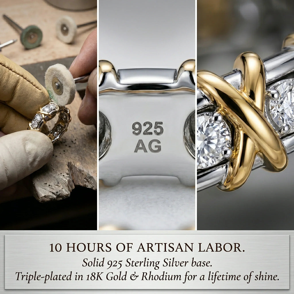 🔥 LAST DAY 90% OFF: The Artisan "XO" Two-Tone Band: Lab-Grown Brilliance That Passes the Diamond Test💎