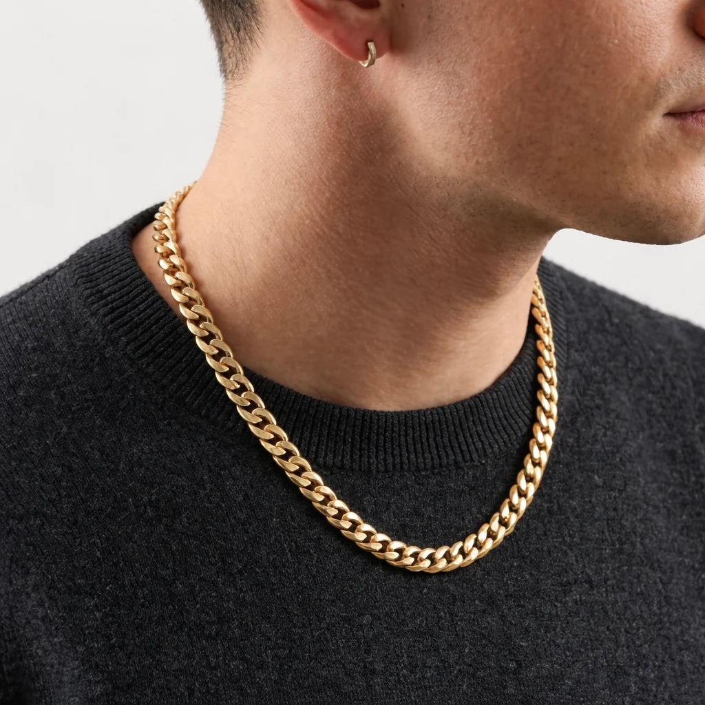 Minimalist Gold Wide Cuban Link Necklace