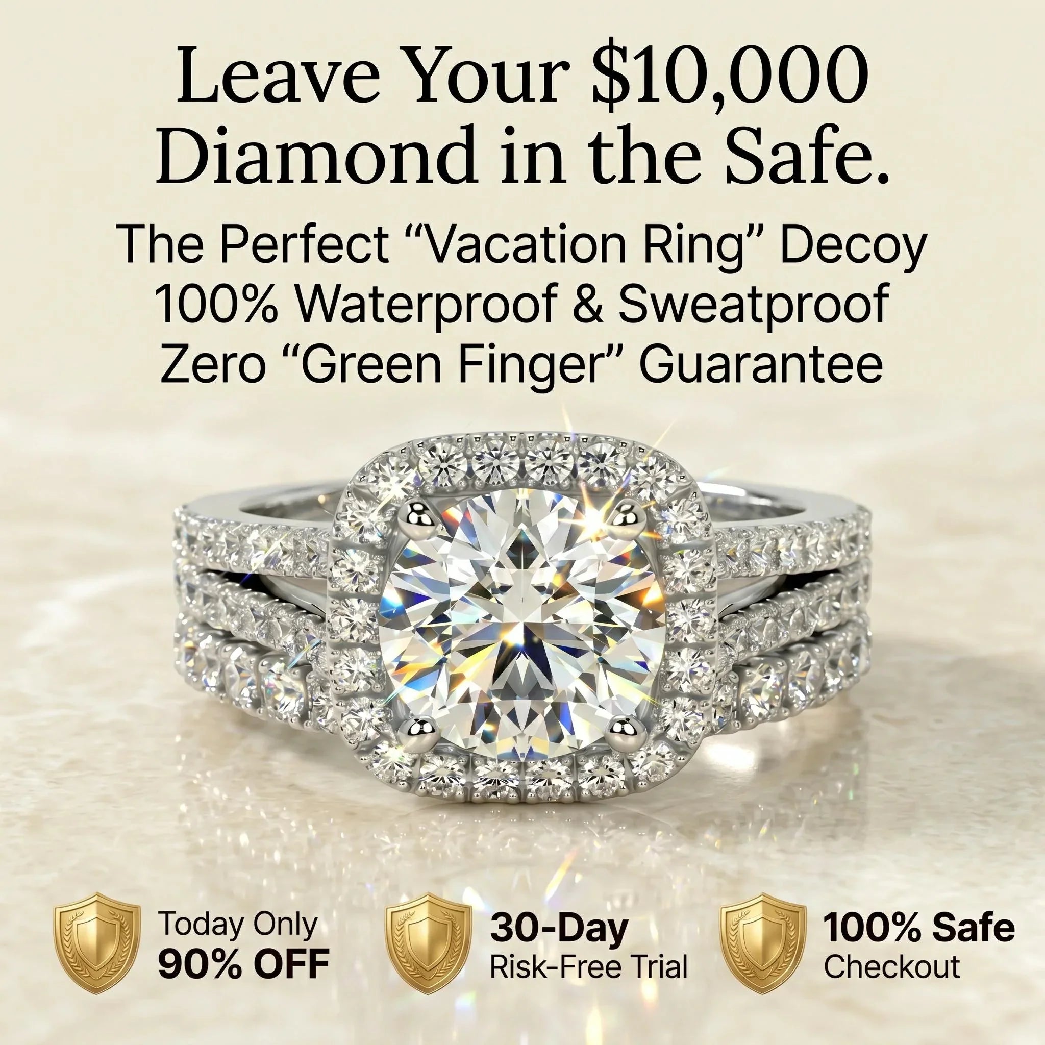 🚨 Only Today: 90% OFF |The Flawless $10k Illusion Ring | VVS1 Lab-Grown Diamond (Tarnish-Free)