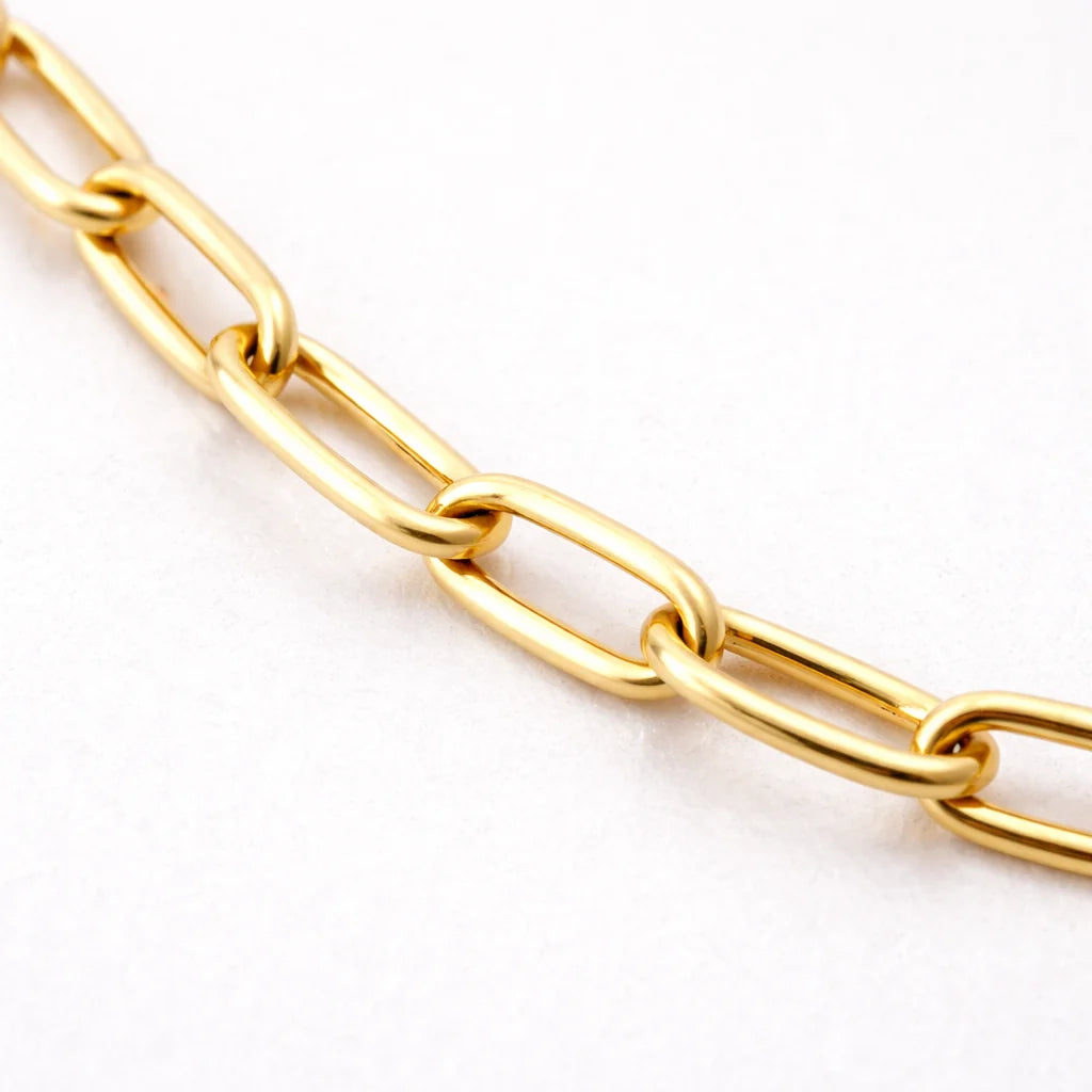 Minimalist Gold Elongated Link Necklace