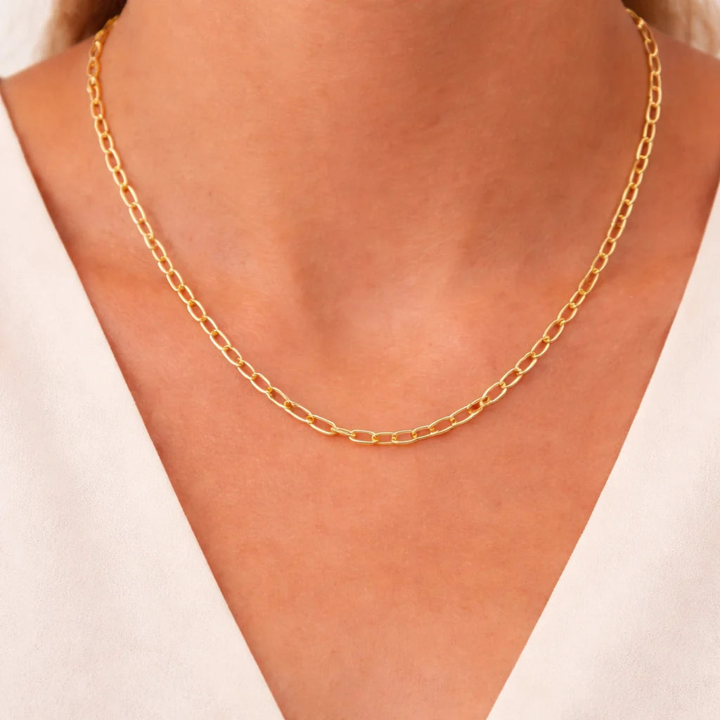 Minimalist Gold Elongated Link Necklace
