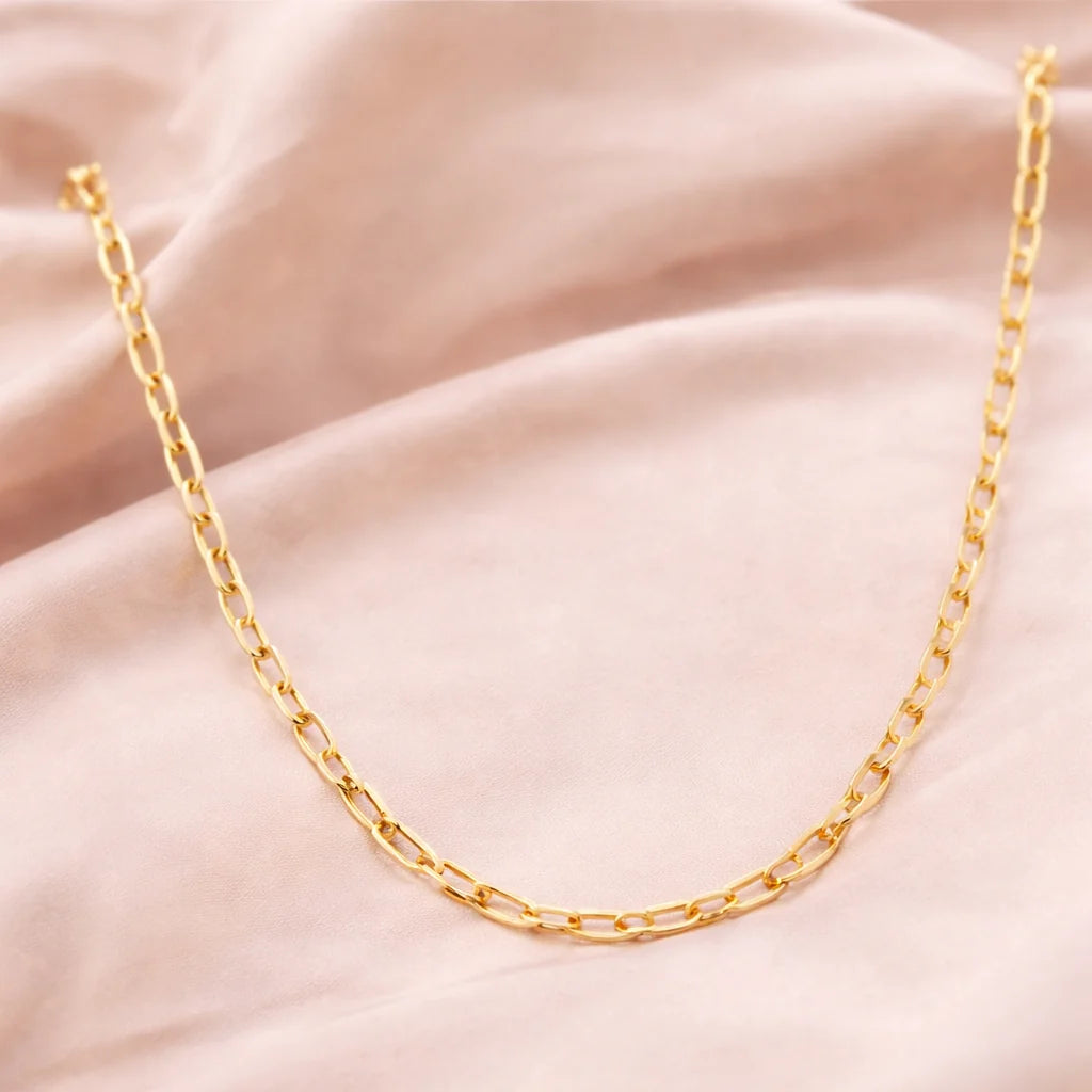 Minimalist Gold Elongated Link Necklace