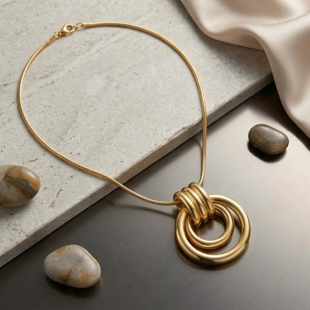Minimalist Multi Ring Pendant Necklace