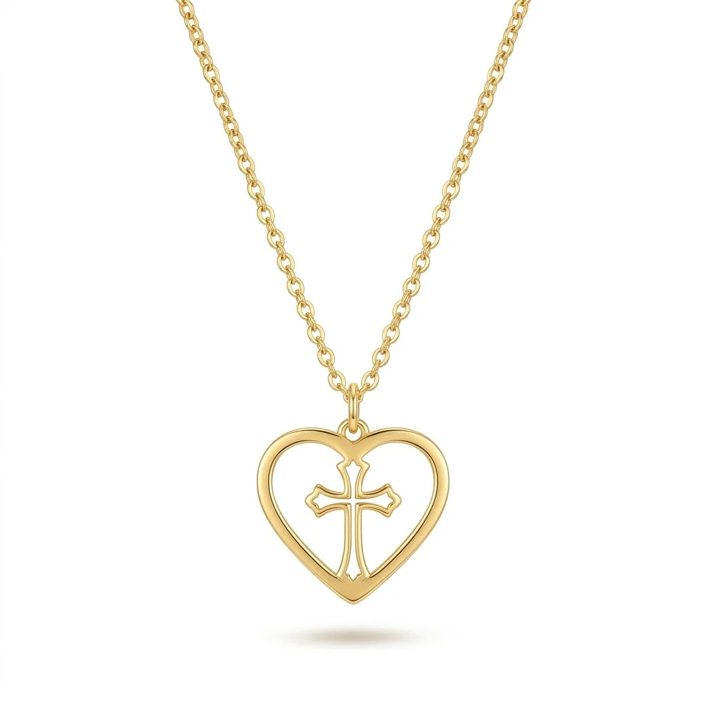 Heart Cross Pendant Necklace