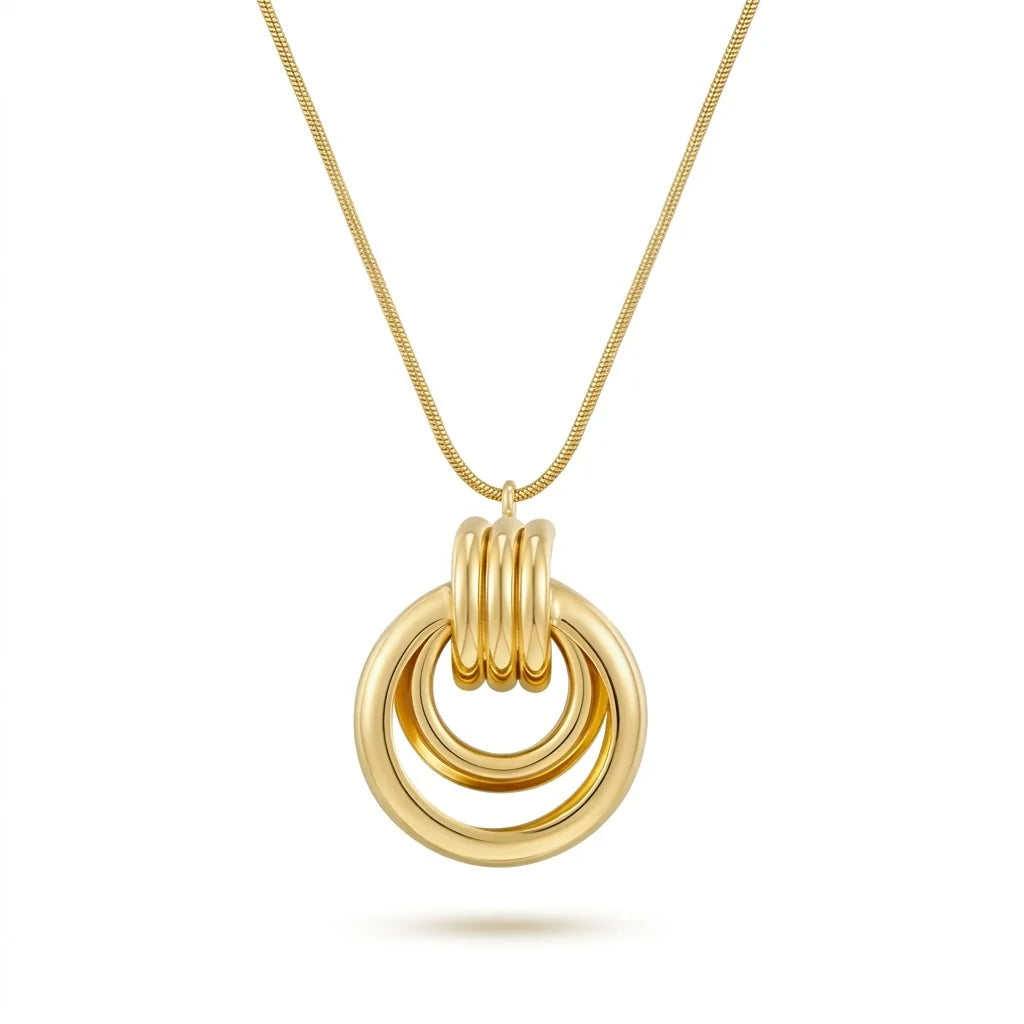 Minimalist Multi Ring Pendant Necklace