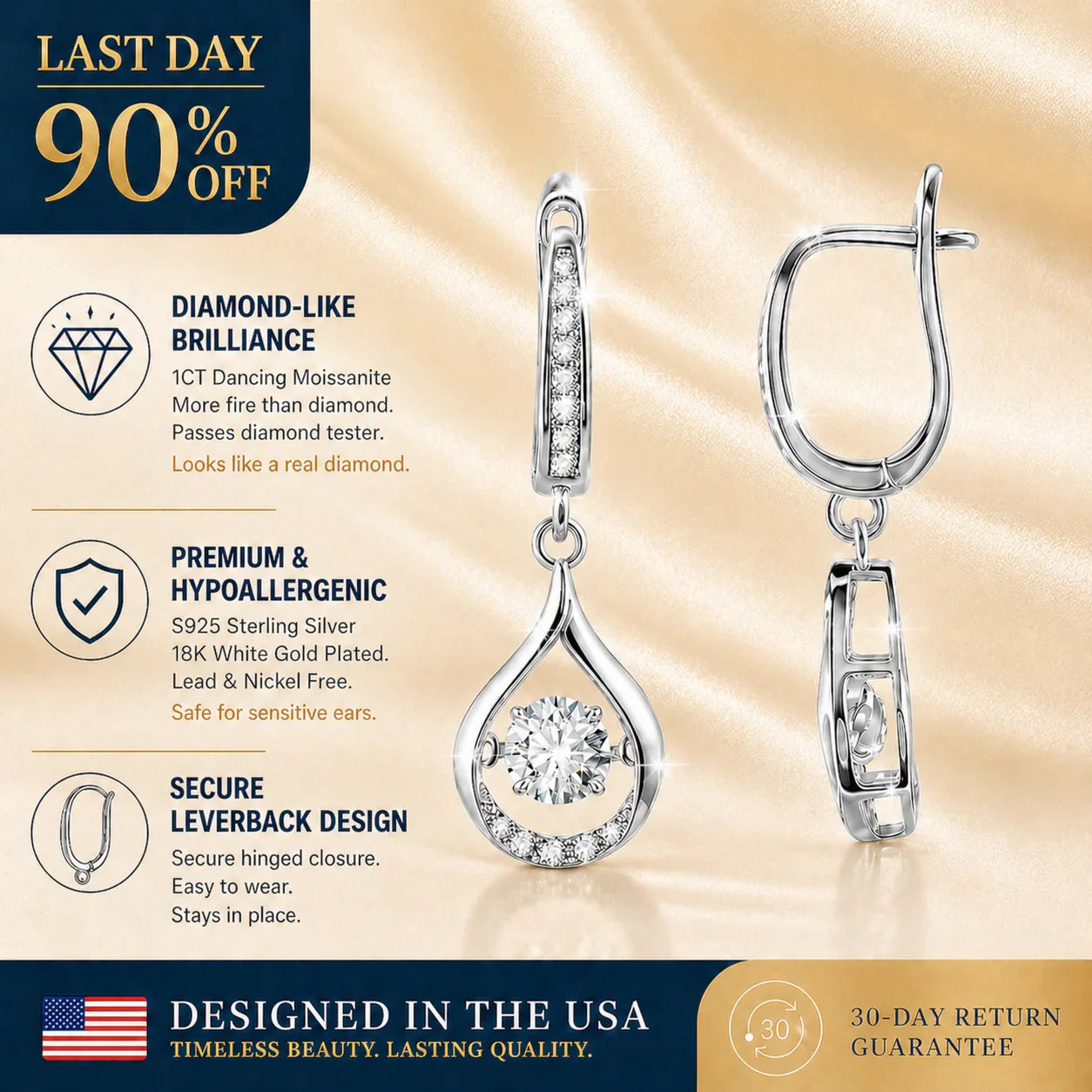 🔥 LAST DAY 90% OFF:1-Carat "Dancing" Moissanite Earrings – The Pure S925 Comfort & Sparkle You Deserve💎
